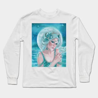 Luna moon goddess mermaid art by Renee Lavoie Long Sleeve T-Shirt